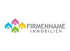 Immobilien, Wohnung, Haus, Maler, Bunt, Logo