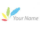 Zeichen, Zeichnung, Vier Federn, farbig, Federn, Logo