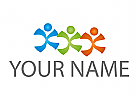 kologisch, Zeichen, Zeichnung, Symbol, Menschen, Drei Personen, farbig, Kinder, Freunde, Logo