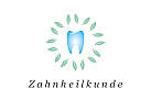 Zeichen, zweifarbig, Zahnarzt, Zahnarztpraxis, Signet, Symbol, Zahn, Bltter, Logo