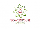 ko, Zeichen, zweifarbig, Signet, Symbol, Haus, Blume, Logo