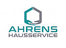 Zeichen, zweifarbig, zwei Segmente, Haus, Hnde, Handwerker, Logo