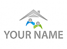 kologisch, Zwei Personen und Haus, Dach, Dachdecker, Immobilien, Logo