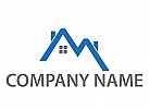 , kologisch, Zwei Huser, Dcher, Immobilien Logo