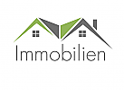 Zeichen, zweifarbig, zwei Huser, Immobilien, Dachdecker, Logo