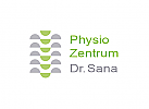 Zeichnung, zweifarbig, Wirbelsule abstrakt, Physiotherapie, Logo