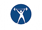 Zeichen, Signet, Sport, Fitness, Langhantel, Gewichtheber, Logo