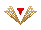 , zweifarbig, Linien, Art-Deco, V, Logo