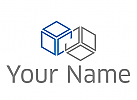 Zwei Wrfel in blau und grau zusammen Logo