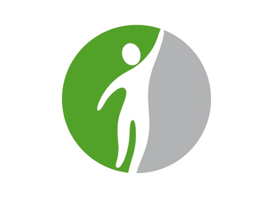Stilisierter Mensch in Bewegung - kreisfrmiges Logo