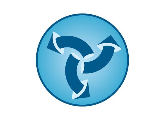 Logo Pfeile 3D rund auf Kreisflche