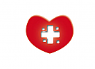 Rotes Herz mit medizinischem Kreuz