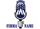 Logo retro-Mikrofon mit fester Hand gehalten DJ Radio Musikbranche, Musikschule, Gesangsunterricht