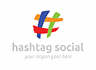 Gemeinschaft, Medien, Menschen, sozialen, netz, Technologie, Hashtag, Logo