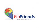 Logo sozialen, pin, Freunde, Gesellschaft, Reise, Karten