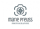 Logo mit Kompass und stilisierter Kamera fr Fotografen, Reise-Blog
