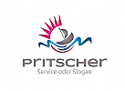 Logo mit Segelboot, Wellen und Sonne