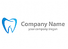 Zahnarzt, Zahn in blau Logo