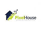 Pixel Logo, Haus Logo, Immobilien Logo, Bau Logo