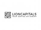 Lion emblem line art logo