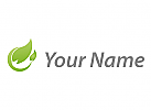 Zwei Bltter, Pflanze in grn, Wellness, Massage, Logo