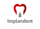 , Zahn, Zahnarztpraxis, Logo, Herz, Implantat