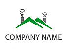 Zwei Dcher mit Schornsteinen Logo