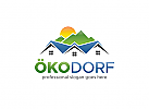 ko-Dorf, Haus, Immobilien, Berg, Sonne, Dorf, Heim, Bergtourismus Logo