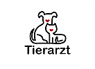 Tierarzt Logo, Hund, Katze, Herzen