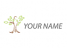 Symbol, Person in Bewegung, Pflanze, Baum, Logo