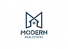 , ko, Zeichen, Zeichnung, Symbol, Modernes Haus in blau Logo, Buchstabe M