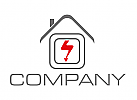 Zweifarbig, Haus, Strom, Elektriker, Logo
