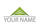 Zweifarbig, Dreiecke und Linie, Immobilien, Dachdecker, Logo