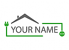 Zweifarbig, Dach, Stecker und Steckdose, Elektriker, Logo