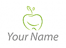 Zweifarbig, Apfel mit Lächeln, Frucht, Logo