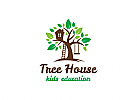 , Hausbaum, Kindergarten, Schule, Kinderspiel, Lernen, Bildung Logo