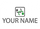 Zweifarbig, Strom Stecker und Steckdose, Elektriker Logo