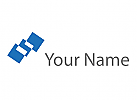 Zweifarbig, Rechtecke in blau verbunden Logo