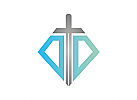 Zeichen, zweifarbig, Schwert, Diamant, Rechtsanwalt Logo