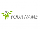 Zweifarbig, Person abstrakt und Bltter, Logo