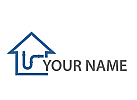 Zweifarbig, Haus und Rohre, Klempner, Installateur, Logo