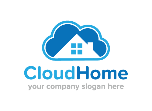 Wolke, Makler, Haus, Fenster, Logo