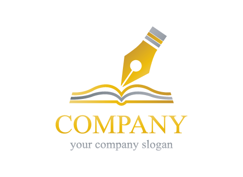 Schule logo, Schriftsteller logo, Bildung logo, Buch logo, Stift logo