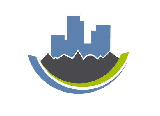Logo mit Skyline fr Immobilien-Makler, Architekt