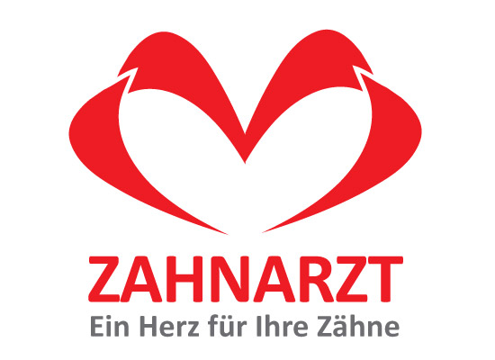 Zwei Zhne die ein Herz bilden - Zahnarzt Logo