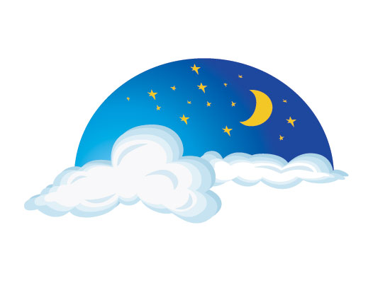 Logo mit Mond, Stern und Wolken in Nachtstimmung