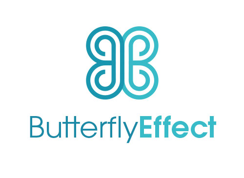 Zeichen, zweifarbig, Schmetterling, Butterfly Effect, B, E, Logo
