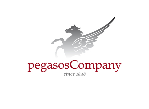 Pferd Pegasos Silber Grau Rot  Flgel Mhne Logo