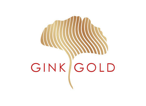 , Gold Logo Ginkgo Blatt