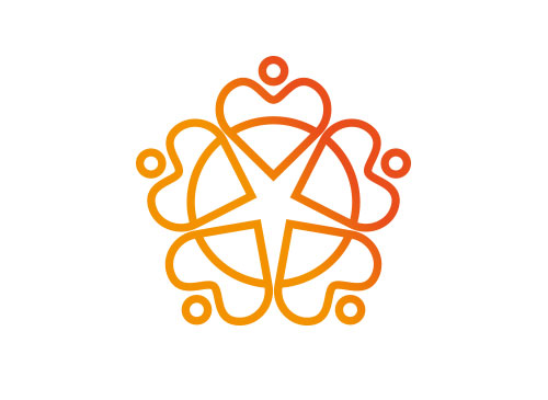 Gruppe, Menschen, Herzen, Kreis, Stern, Logo